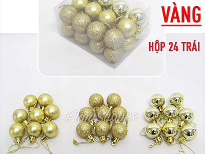 Hộp vuông 24 trái châu Noel 3 kiểu ĐK3cm TRAICHAU-25